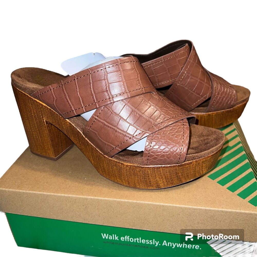 White Mountain Womens High Heeled Sandals Dress Shoes Open Toe Brown Size 9